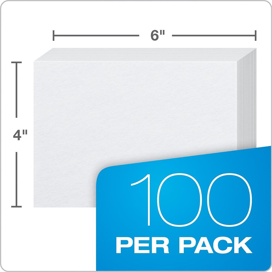 4x6 Blank Index Cards 100 Pack White Flash Cardstock 250gsm Thick Paper for DIY Art Projects, Card Making, Postcards