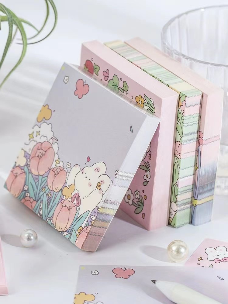 Spring Garden flower Bunny cute note paper Non-sticky Sticky Notes Handbill Material This memo note pad