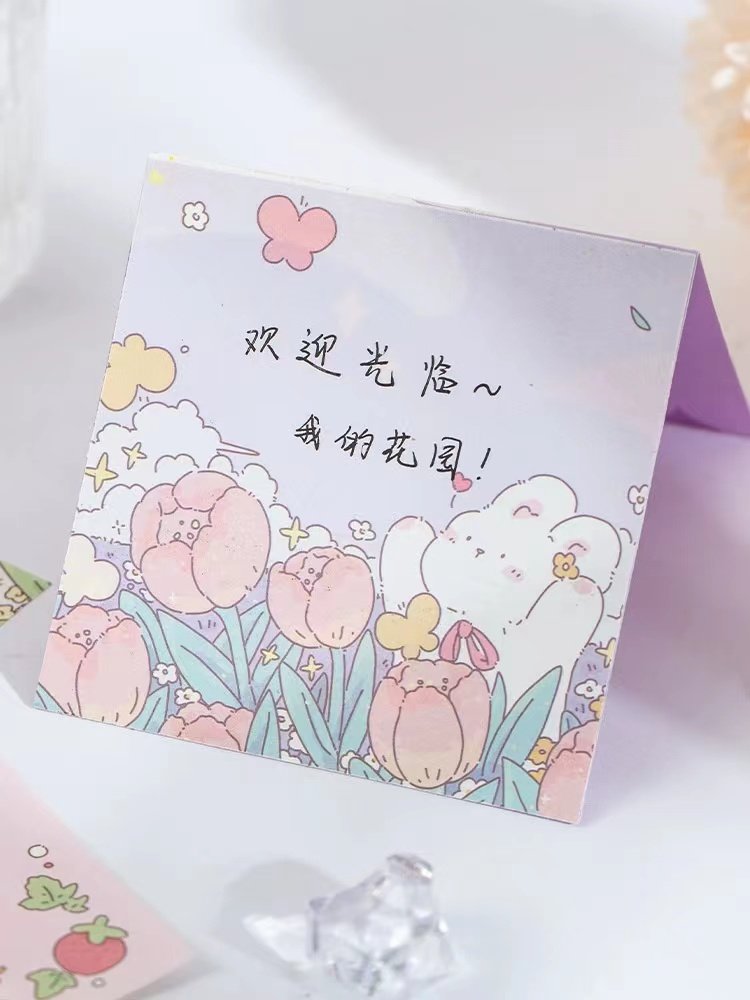 Spring Garden flower Bunny cute note paper Non-sticky Sticky Notes Handbill Material This memo note pad