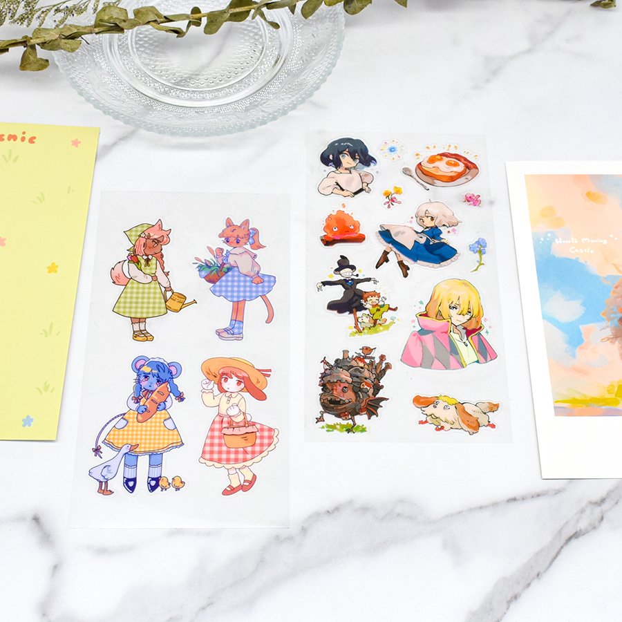 Custom Decorative Cute Waterproof Transparent Clear PET Vinyl Kiss Die Cut Stickers Sheet