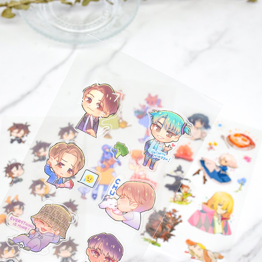 Custom Decorative Cute Waterproof Transparent Clear PET Vinyl Kiss Die Cut Stickers Sheet