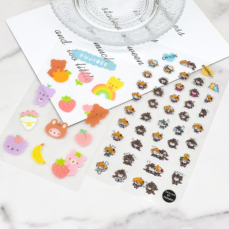Custom Decorative Cute Waterproof Transparent Clear PET Vinyl Kiss Die Cut Stickers Sheet