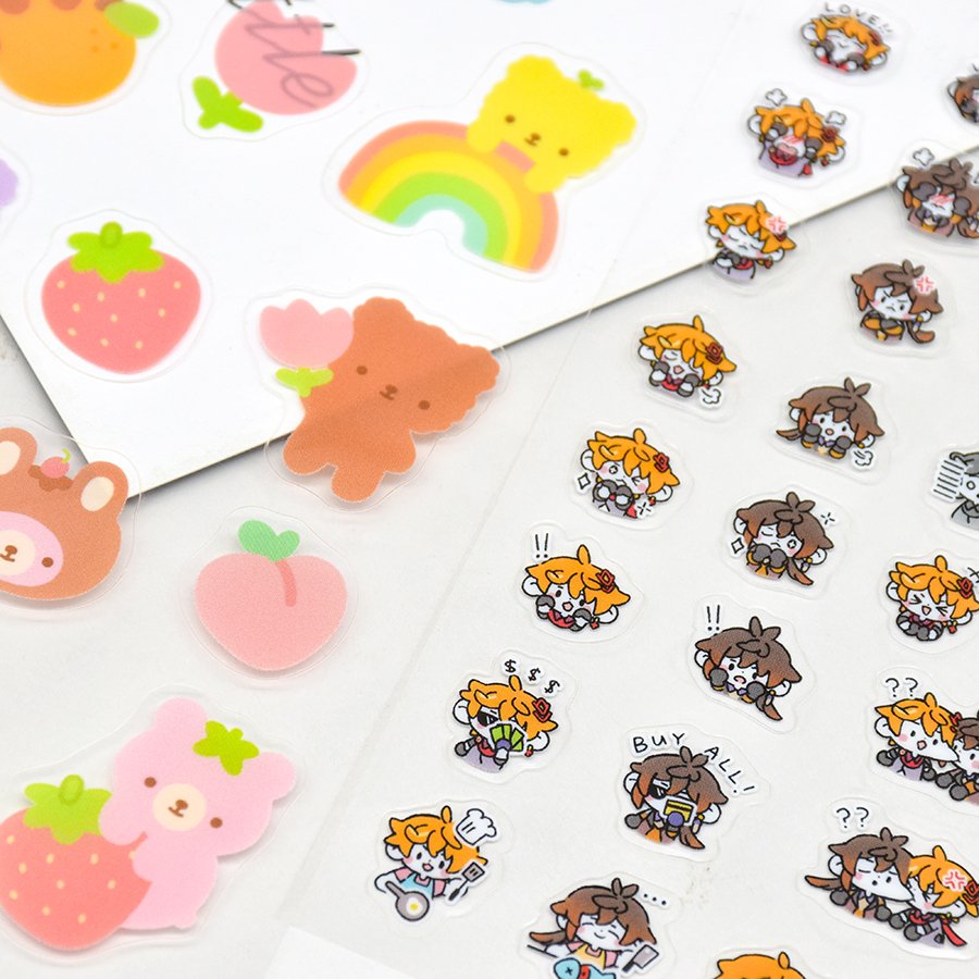 Custom Decorative Cute Waterproof Transparent Clear PET Vinyl Kiss Die Cut Stickers Sheet