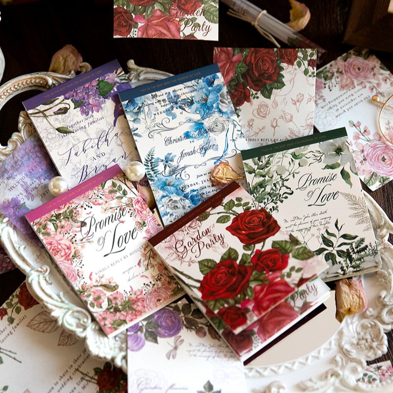 30pieces/pack Multiple Material book This Rose Oath Series Vintage Journal Message Writing Book Decoration Book 5Modesl