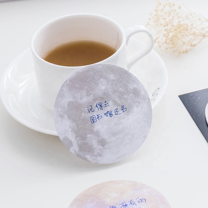 Creative school kids memo pad custom planet printing round sticky notes