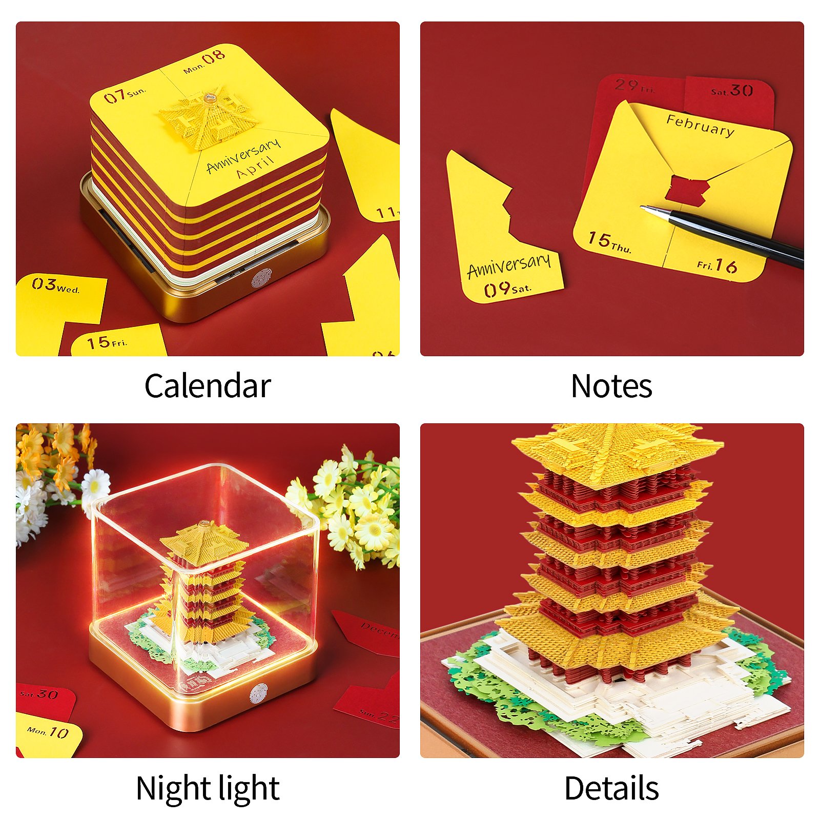 2025 Daily Calendar Creative Gifts 3D Paper Cut Business Festival 3D Memo Pad Ornament Notes Paper Block