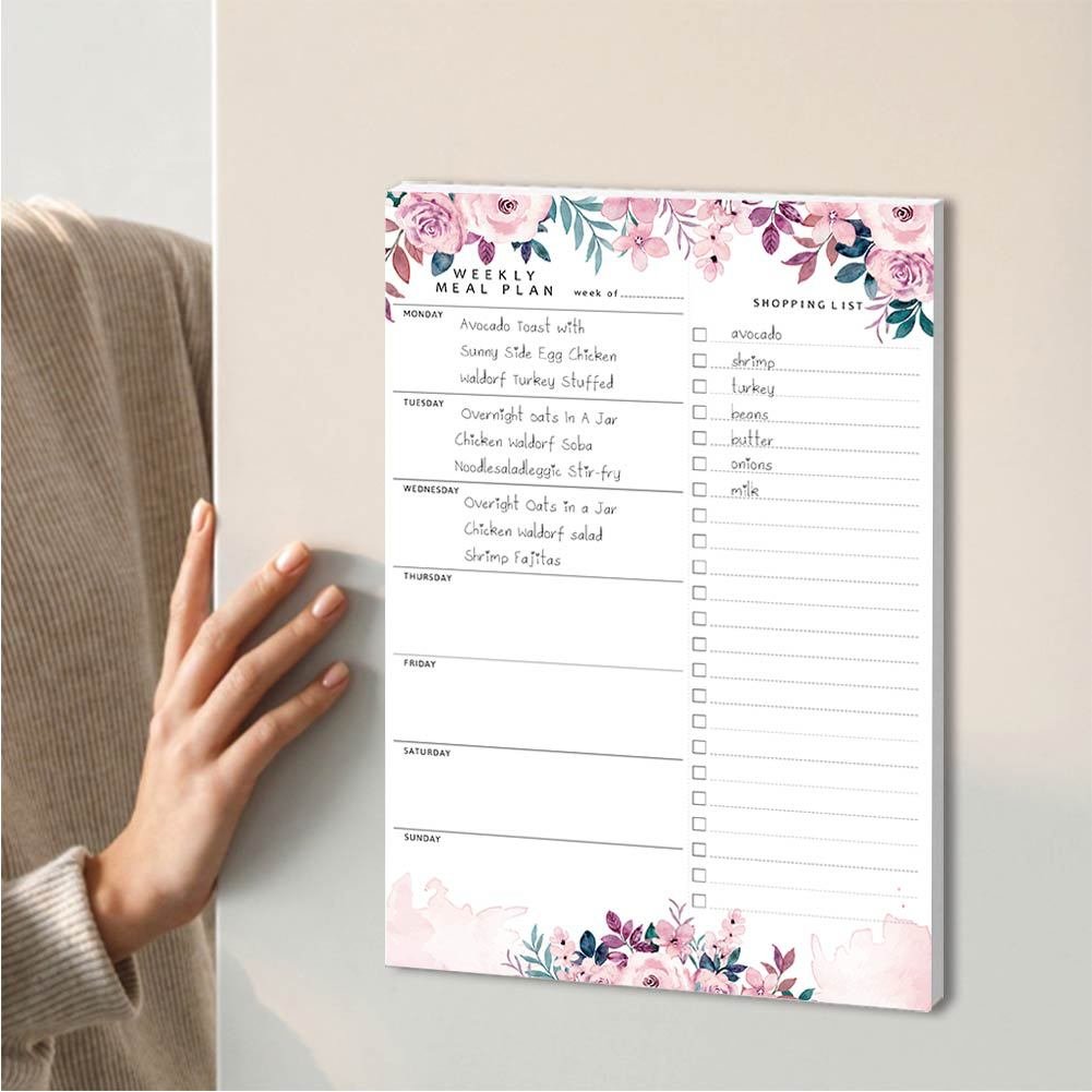 Hanging Food/Menu Organizer Notepad with Magnets 60 Sheets Meal Planner for fridge Magnetic Meal Planner and Grocery List
