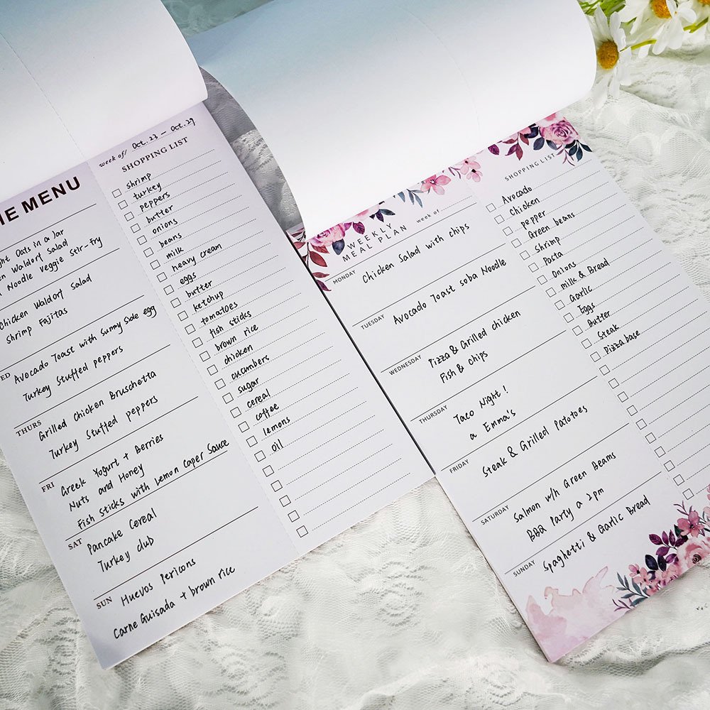 Hanging Food/Menu Organizer Notepad with Magnets 60 Sheets Meal Planner for fridge Magnetic Meal Planner and Grocery List