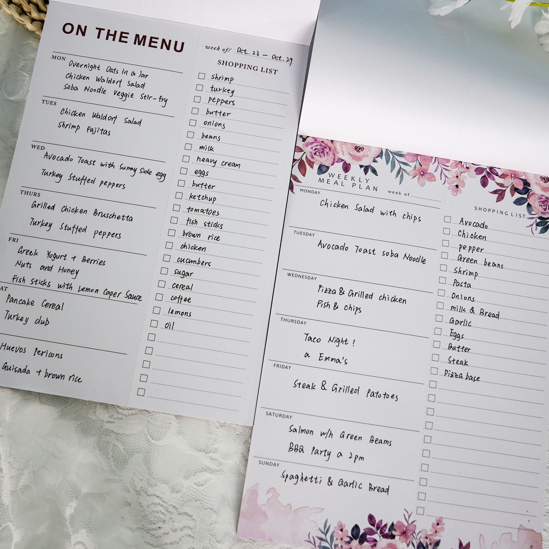 Hanging Food/Menu Organizer Notepad with Magnets 60 Sheets Meal Planner for fridge Magnetic Meal Planner and Grocery List
