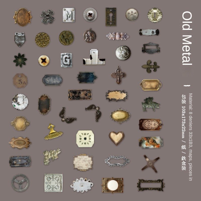 50pcs/pack Collage card Metal collector series Vintage handbook DIY material decoration bottoming