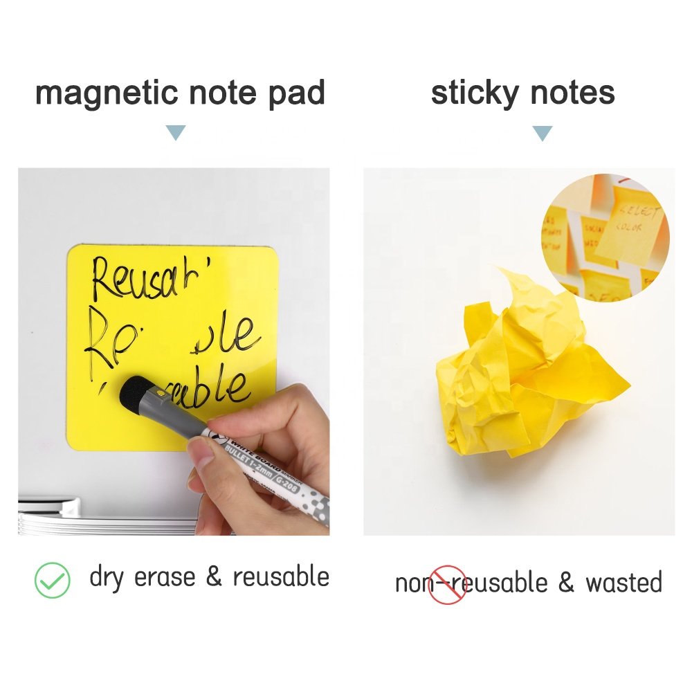 Custom Printed Sticky Notes Dry Erase Mini Colorful Office Whiteboard Funny Label Fridge Memo Magnetic Note Pad