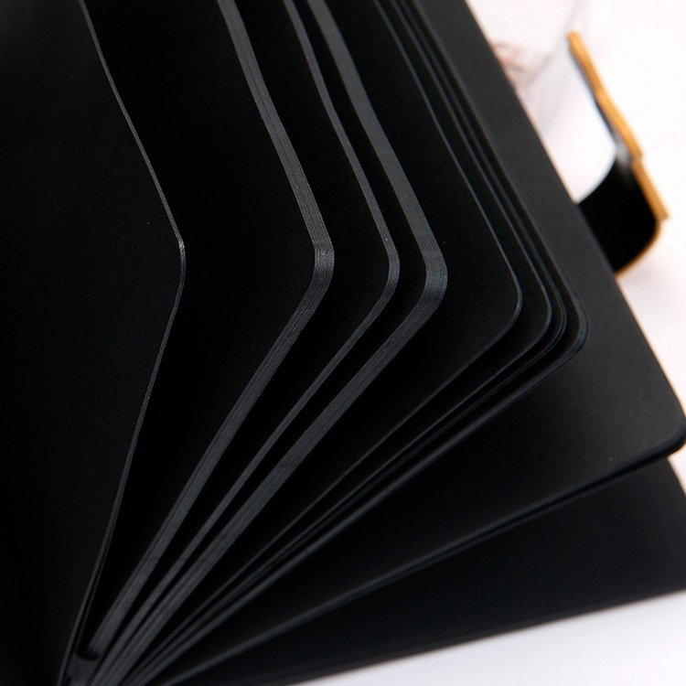 Custom Magnet Closure Hot Stamping Journal Printing Black Paper Notebook With Logo