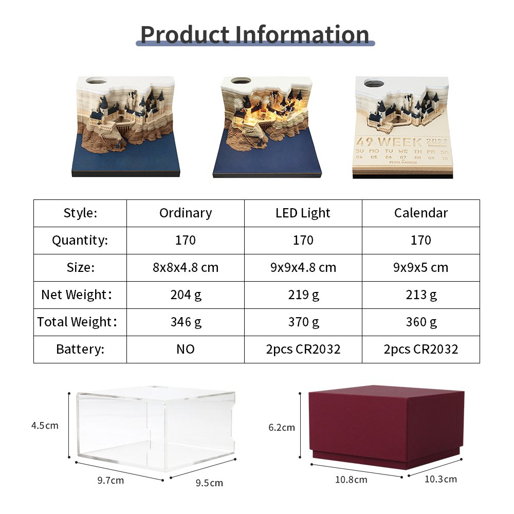 Weekly Deals Notepad Cube Hary Potter Birthday Gift Set Magic Castle Custom 3D Memo Pad For Dropshipping