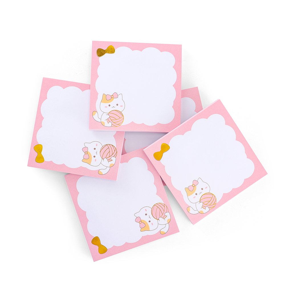 New Materials Kawaii Memopad Decoration Sticky Notes Self Adhesive Gold Foil Bow Shape Sticky Note