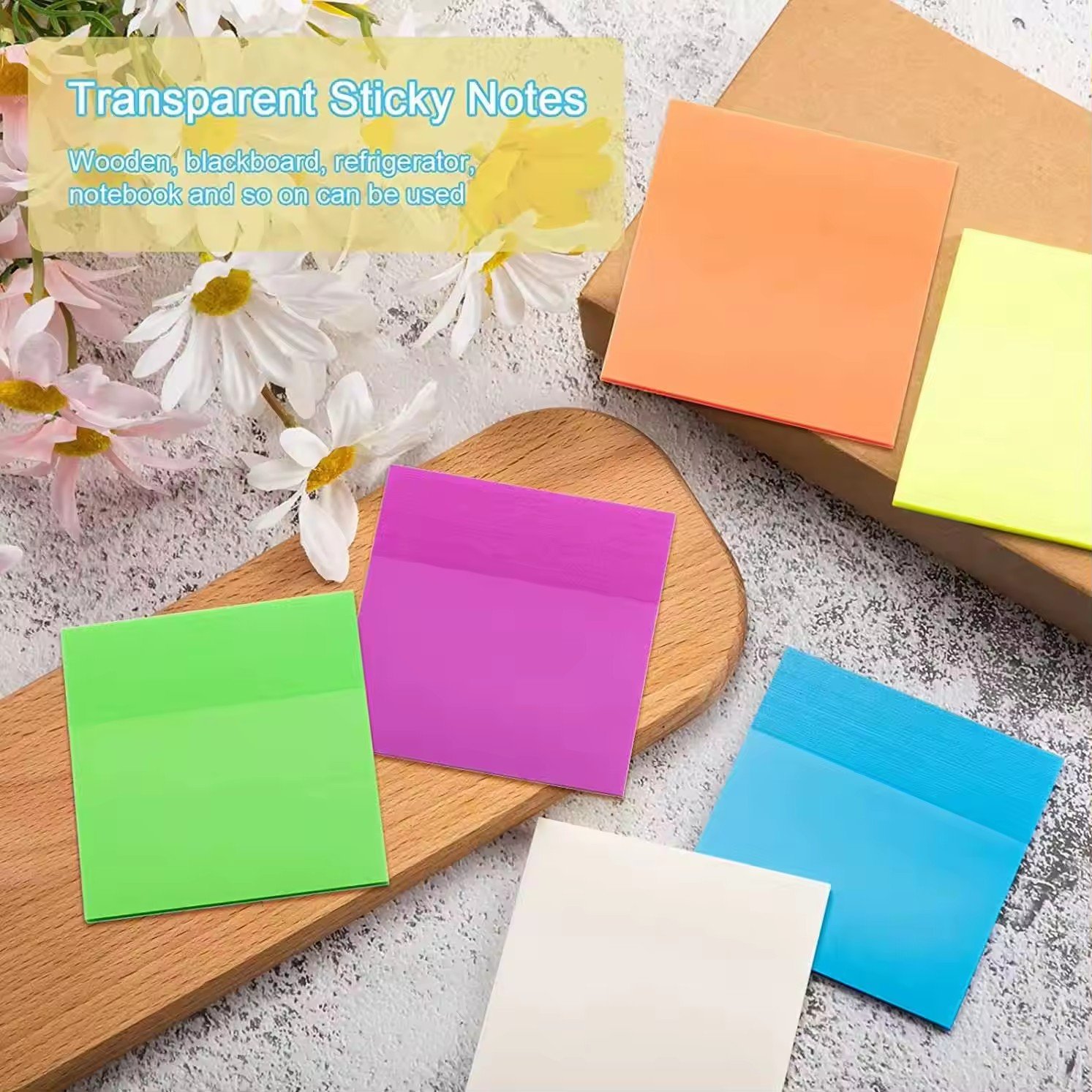 Customized transparent notepad, 3*3IN/customized, waterproof PET customized sticky notes wholesale