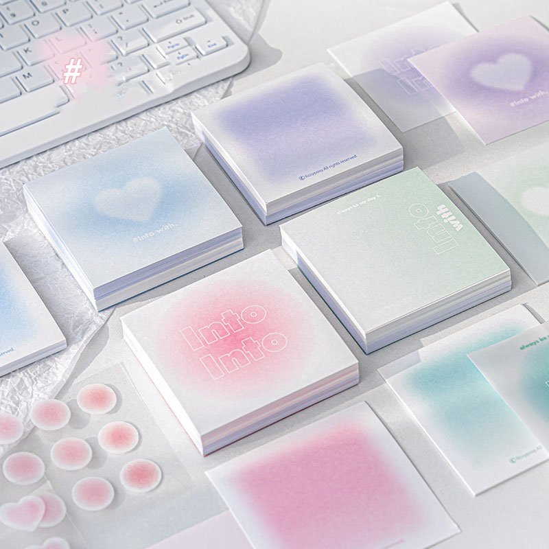 Kawaii Gradient Sticky Notes ins Gradient Sulphate paper boxed sticky Notes Fall in 4 styles of multi-functional sticky notes