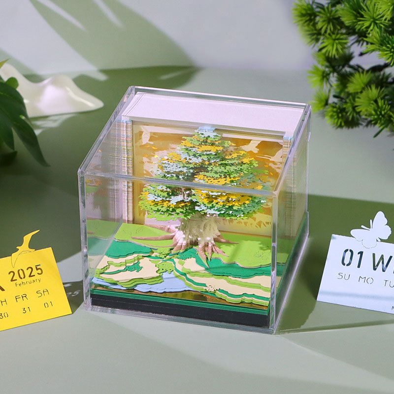 New Product 3D Memo Pad Custom Logo Desk Calendar Magic Tree Christmas Tree Notepad Bookmarks Stationery Gift Set Birthday Items