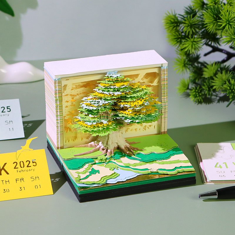 New Product 3D Memo Pad Custom Logo Desk Calendar Magic Tree Christmas Tree Notepad Bookmarks Stationery Gift Set Birthday Items