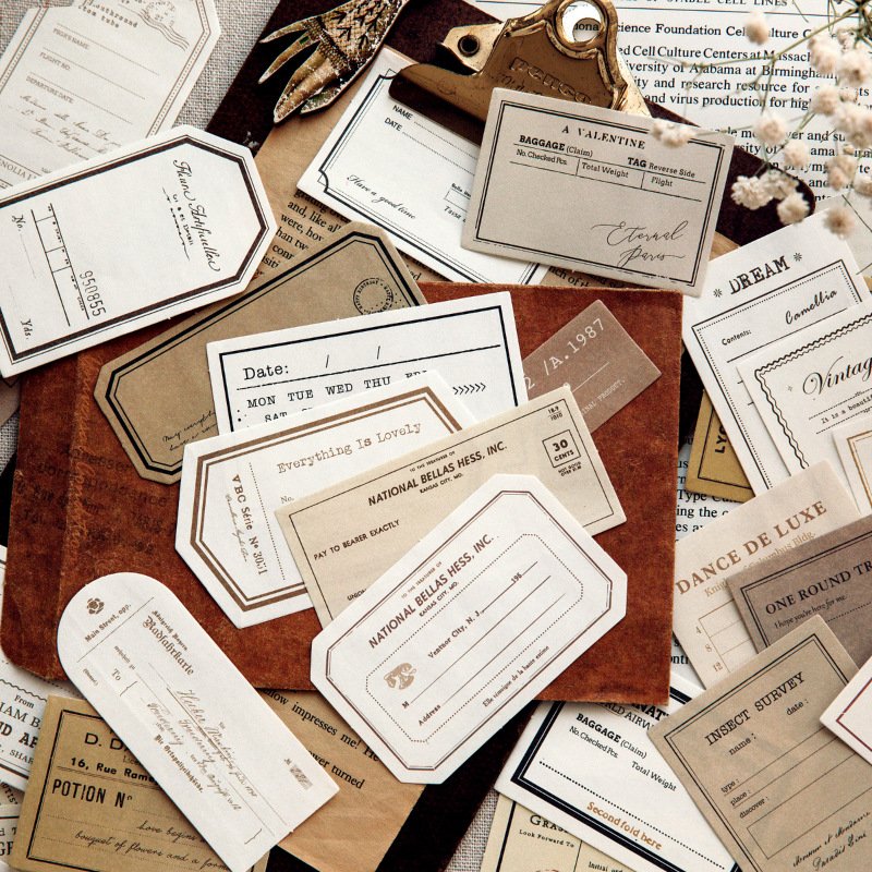 100pieces/pack Retro Collection Notes Sample Data Memories Preface Series Notebook DIY Decorative Material Stickers 4 Models