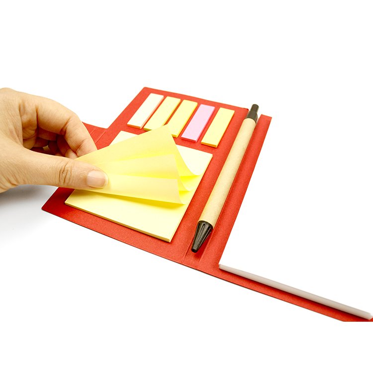 Custom Printed Portable Memo Pads Set Eco Paper Pen with Sticky Note for Notepad Use