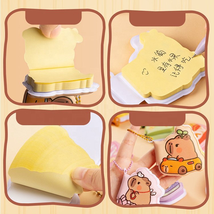 School Stationery Stickers Message Paper Kids Mini Creative Cartoon Cute Capybara Keychain Soft Sticky Notes