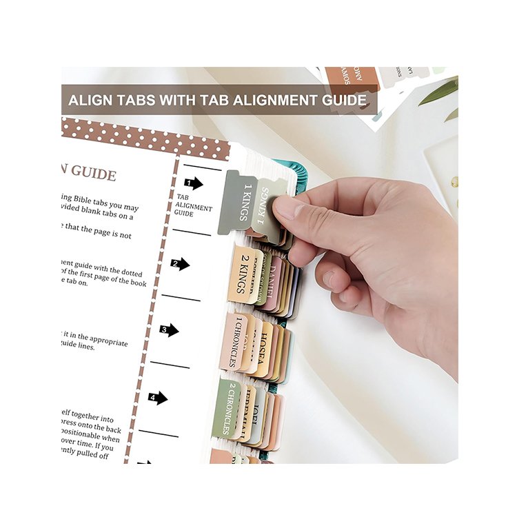 Promotion factory custom Personalized design waterproof Morandi bible tabs with clear font and bright printing for bible study