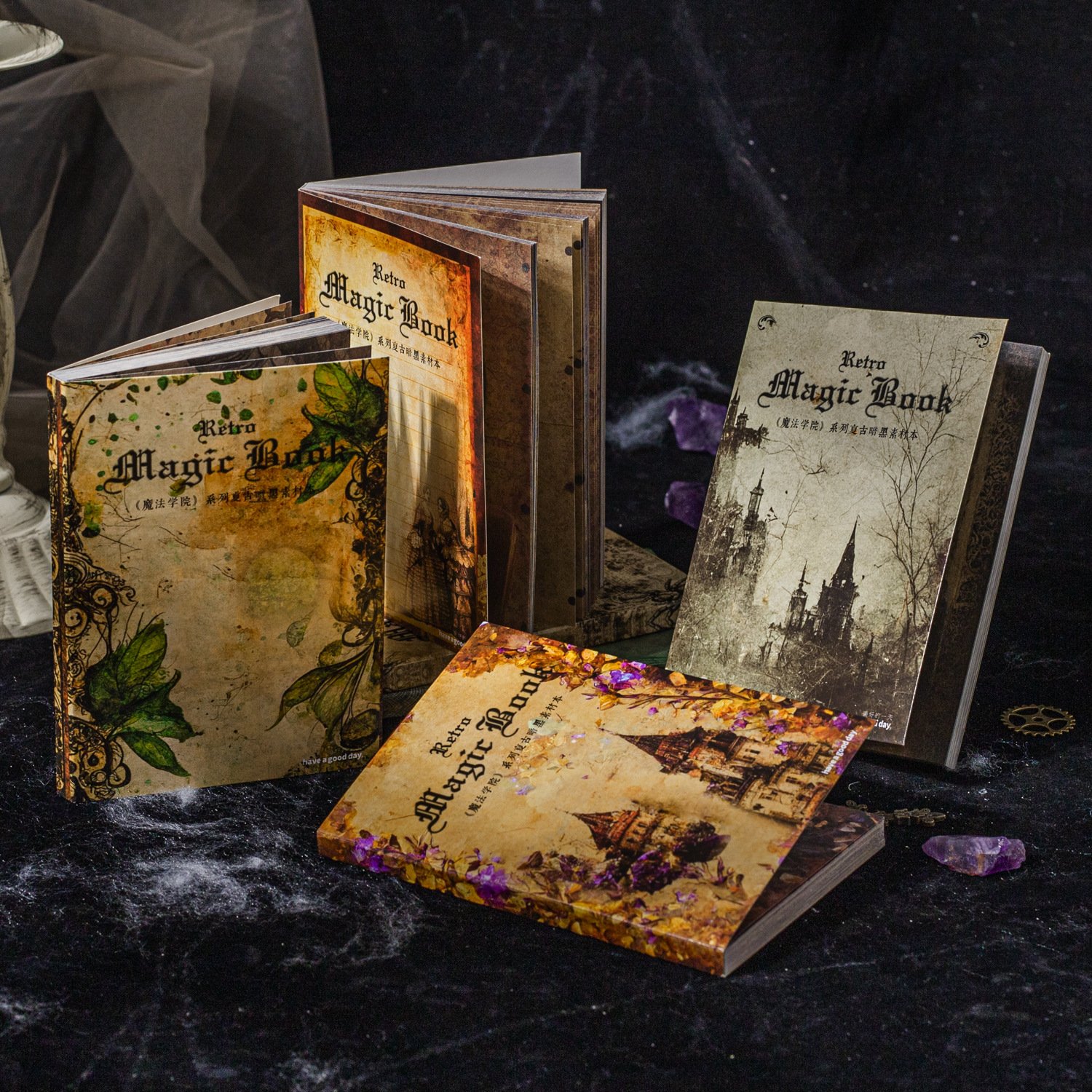 60 Pieces Per Pack Material Book Mofa Academy Series Retro Goth Journal Decoration Base 6 Models