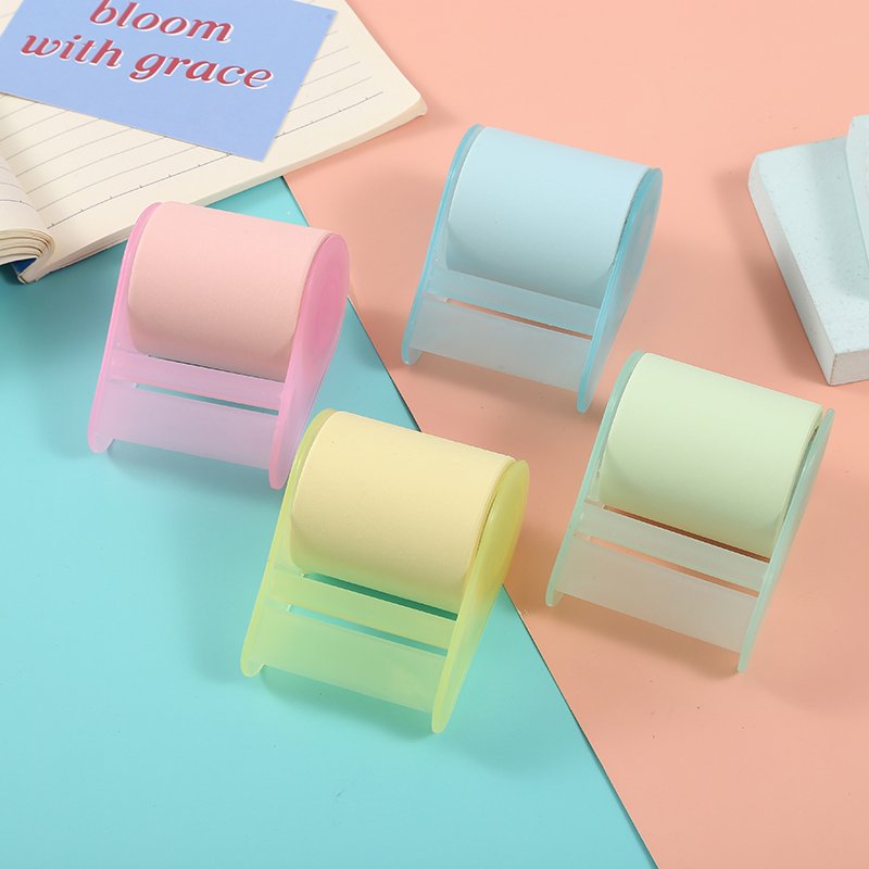 KADISI Wholesale Customizable Cover Color Logo school Sticky Note office cute Pastel color Roll paper Roll tape holder sticker