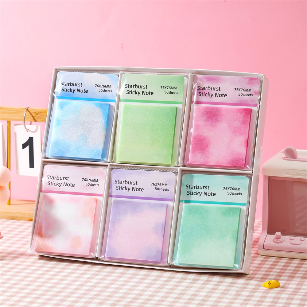 Shining Flashing 76*76mm Gradient Color Sticky Notes for Efficient Office Work and Colorful School Learning