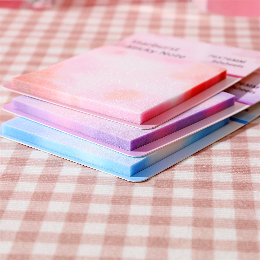 Shining Flashing 76*76mm Gradient Color Sticky Notes for Efficient Office Work and Colorful School Learning