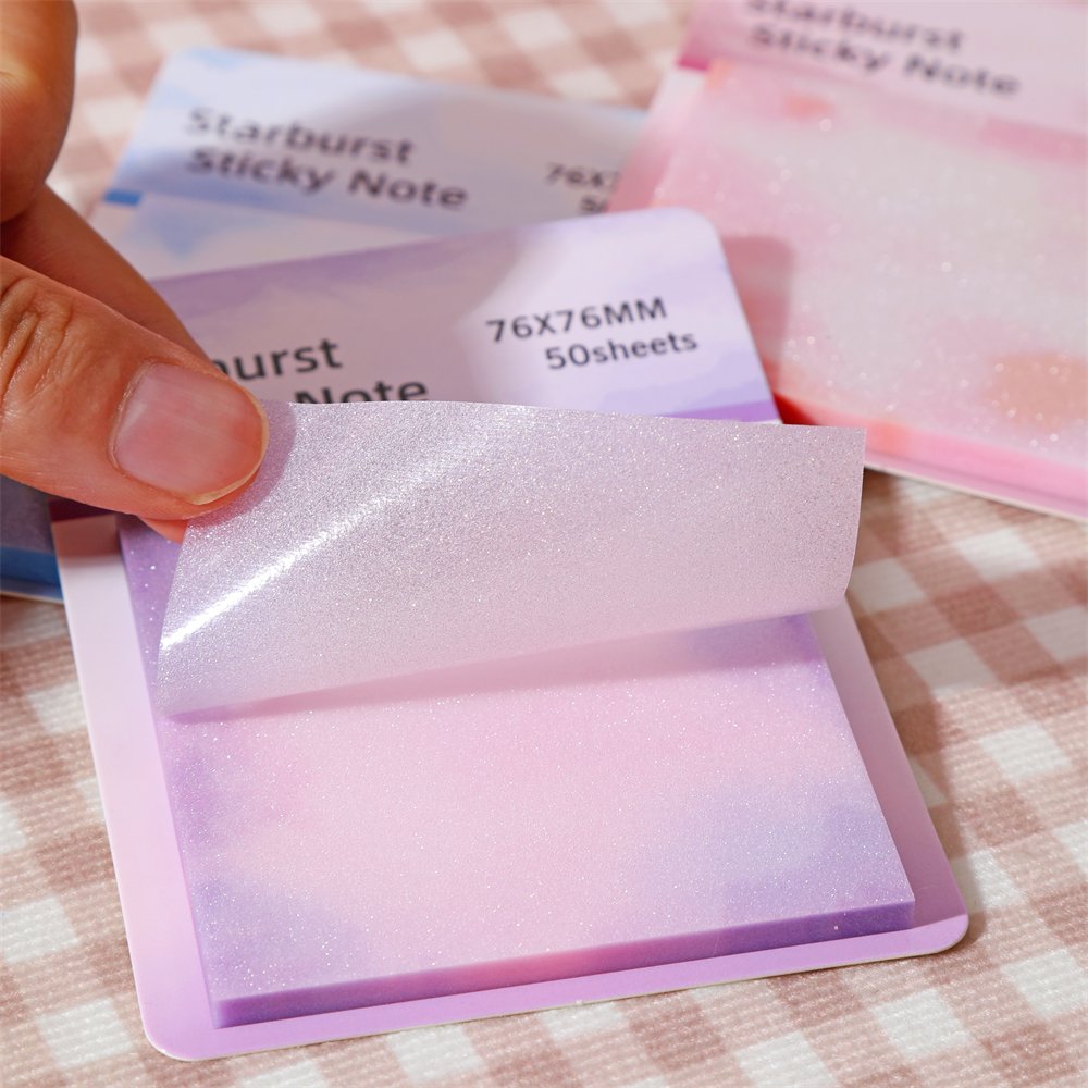 Shining Flashing 76*76mm Gradient Color Sticky Notes for Efficient Office Work and Colorful School Learning