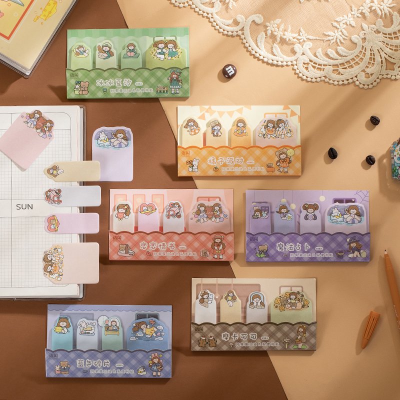Pancake House Series Hand-Painted sticky notes Morandi Color Sticky NotesCute Journal Message Note Sticker 6 Models