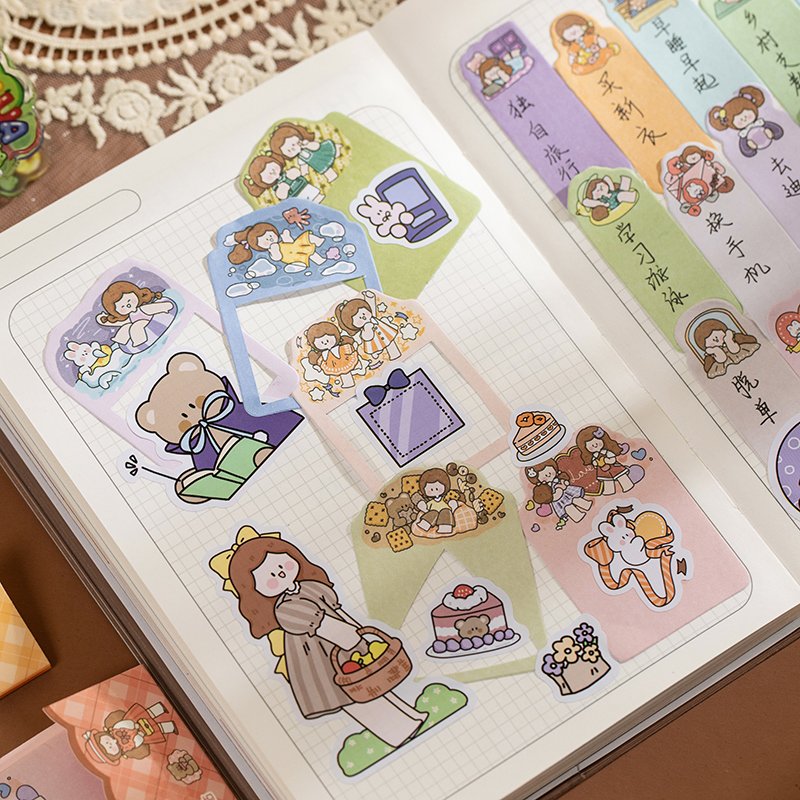 Pancake House Series Hand-Painted sticky notes Morandi Color Sticky NotesCute Journal Message Note Sticker 6 Models