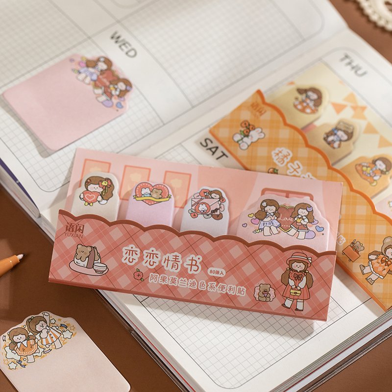 Pancake House Series Hand-Painted sticky notes Morandi Color Sticky NotesCute Journal Message Note Sticker 6 Models