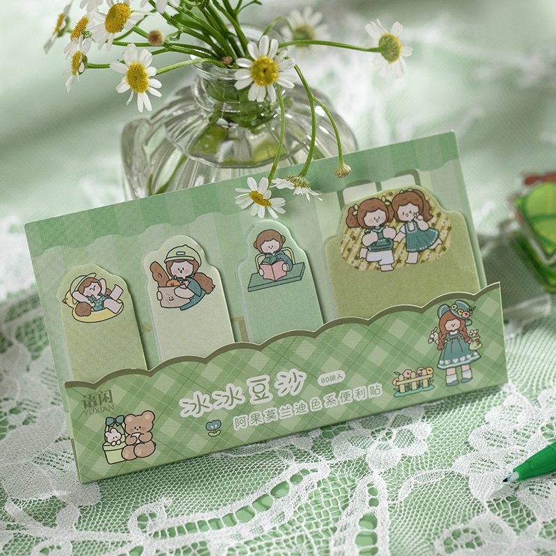 Pancake House Series Hand-Painted sticky notes Morandi Color Sticky NotesCute Journal Message Note Sticker 6 Models