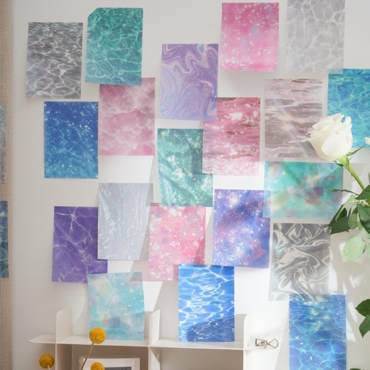 Gorgeous Flowing Starriver Water Ripple Material Paper Sticky Note Waterproof Pet Decorative Message Refrigerator Sticker Custom