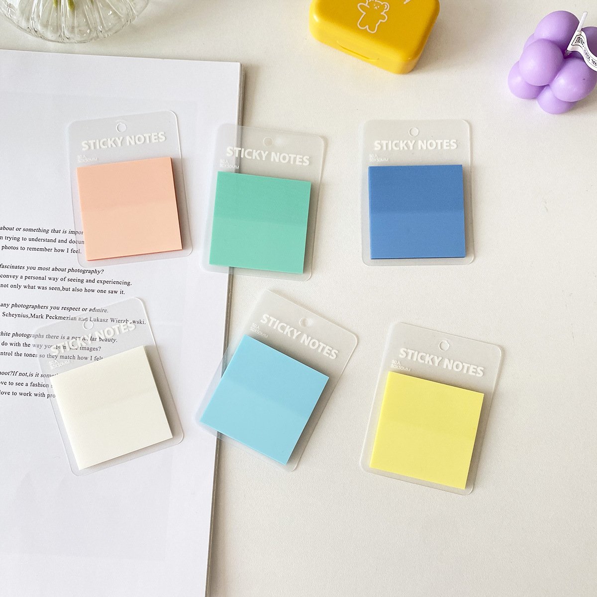Waterproof PET translucent memo pad creative ice cream color tag label message sticky notes pad stationery customize 50sheets