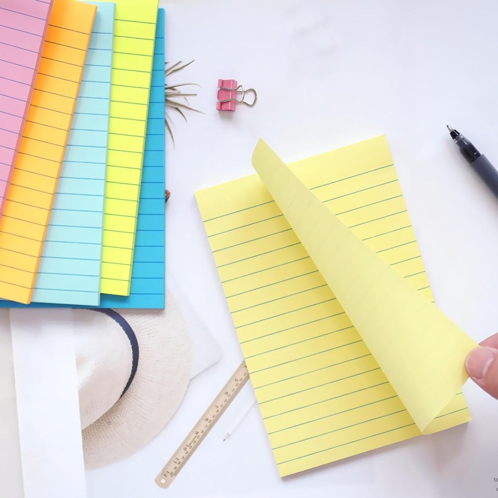 45 Sheets/pad 4X6 in Bright Ruled Post sticky Colorful Super Sticking Power Memo Pads Lined Sticky Notes 8 set