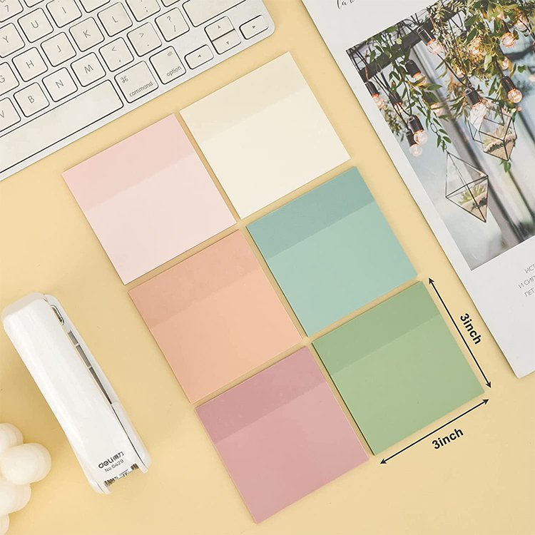 300 Sheets Pastel Transparent Sticky Notes, 6 Colors Clear Self-Sticky Notes, Translucent Removable Glue Sticky Note