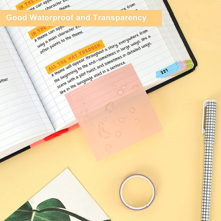 300 Sheets Pastel Transparent Sticky Notes, 6 Colors Clear Self-Sticky Notes, Translucent Removable Glue Sticky Note
