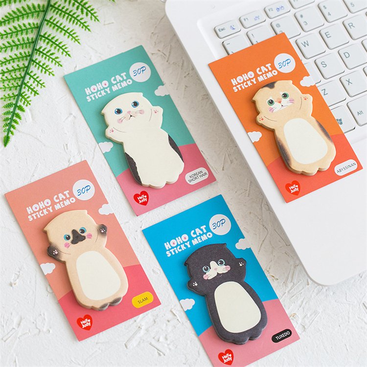 Wholesale cute sticky notes cartoon Cat Series promotional paper kawaii pet memo pads office fancy school stationery for girls