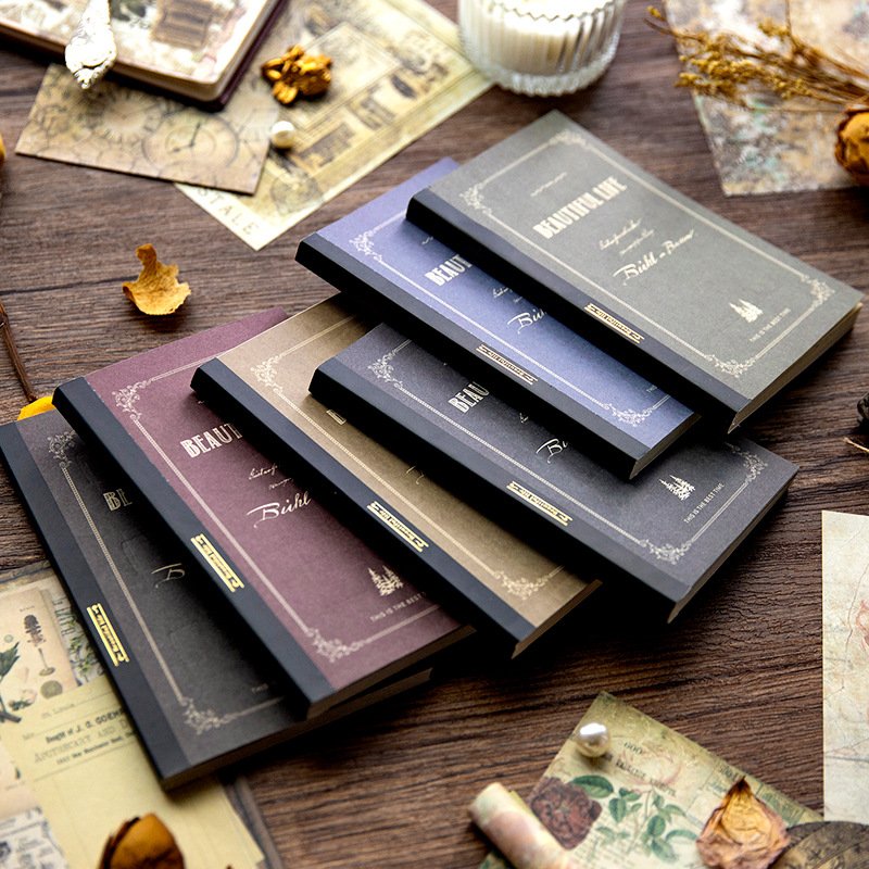 100 Pieces/Pack Material Hardcover Soft Cover Notebook Years of Poetry Series Double-Sided Vintage Journal Writing Notes 6Models