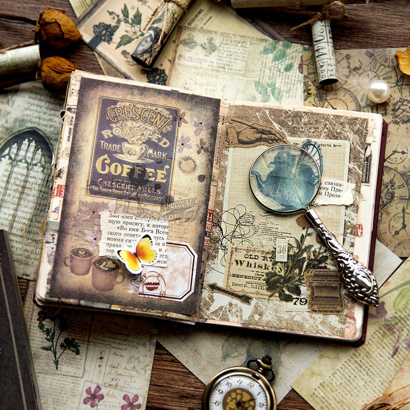 100 Pieces/Pack Material Hardcover Soft Cover Notebook Years of Poetry Series Double-Sided Vintage Journal Writing Notes 6Models