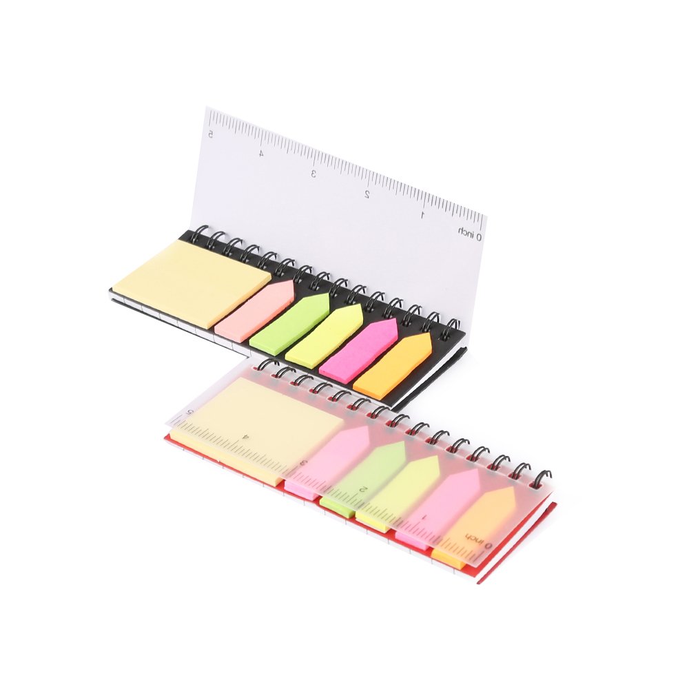 Promotion Wholesale Custom Spiral Sticky Colorful Note Sticky Notes With PP Ruler