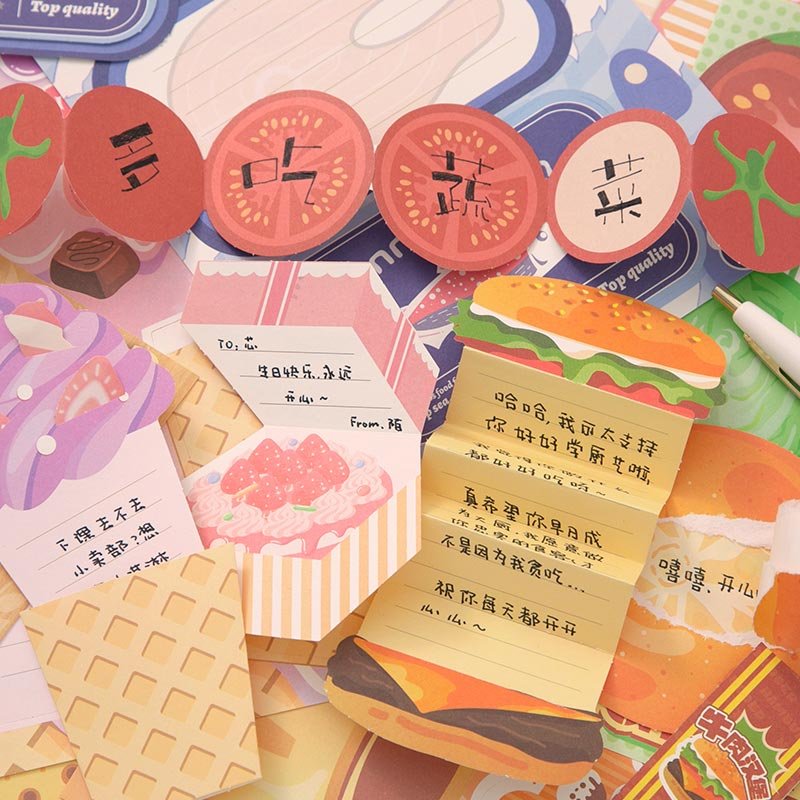 Simno Food Theme Memopad Stationery Supplies Kids DIY Paper Toy Kit Cute Kawaii Design Non-Sticky Note Paper