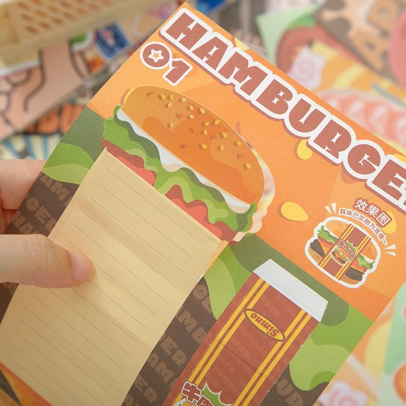 Simno Food Theme Memopad Stationery Supplies Kids DIY Paper Toy Kit Cute Kawaii Design Non-Sticky Note Paper