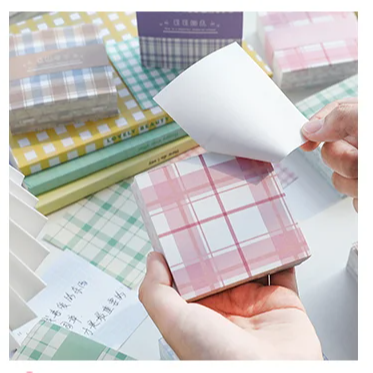 Factory Direct Sale Supplies Memo Pad Custom Vintage Plaid Decorative Design Sticky Note Memopad