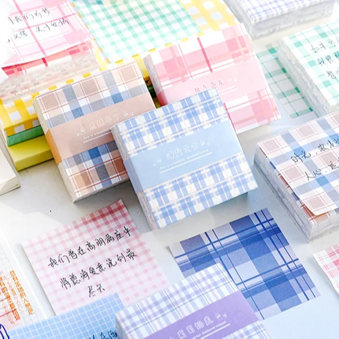 Factory Direct Sale Supplies Memo Pad Custom Vintage Plaid Decorative Design Sticky Note Memopad