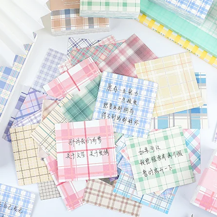 Factory Direct Sale Supplies Memo Pad Custom Vintage Plaid Decorative Design Sticky Note Memopad