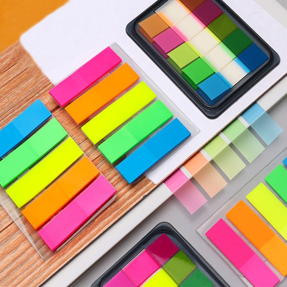 Cheap colorful custom transparent plastic pet self-adhesive index tabs film index stationery set promotional sticky notes custom